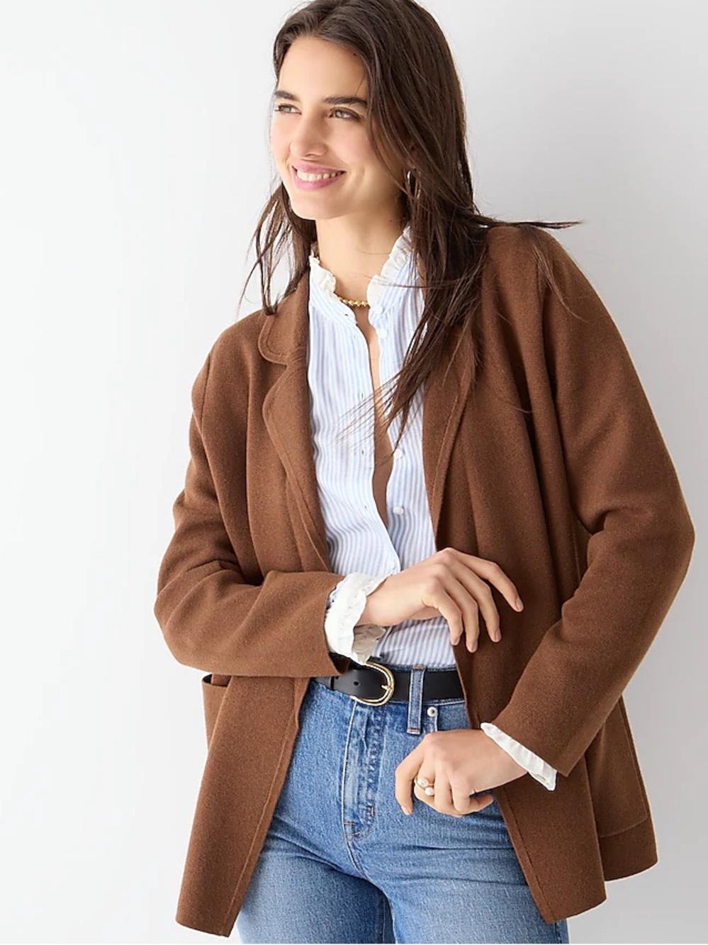 J. Crew || Eloise Sweater Blazer in Walnut